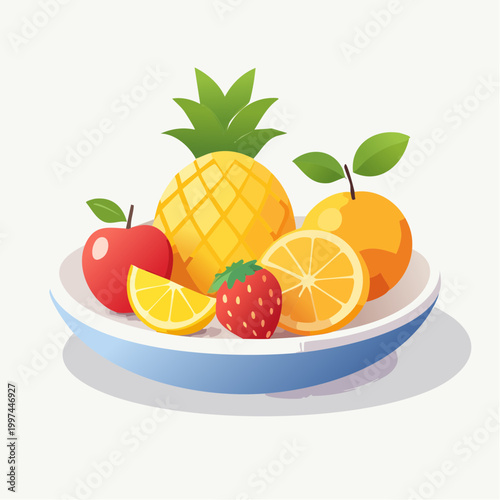 Obstteller mit frischen Früchten ästhetisch und modern angerichtet