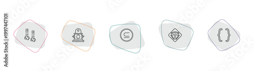 signs outline icon set. linear vector for ui, web and mobile. thin line falling rocks, hydrant, is a sub of icons.