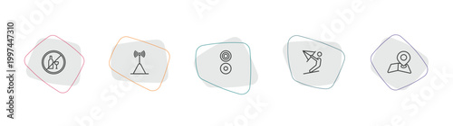 signs outline icon set. linear vector for ui, web and mobile. thin line no alcohol, wireless receptor, reason icons.