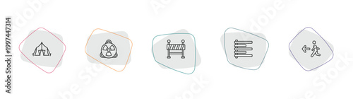 signs outline icon set. linear vector for ui, web and mobile. thin line tent, toxic, under icons.