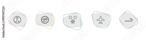signs outline icon set. linear vector for ui, web and mobile. thin line is parallel to, no pets, therefore icons.