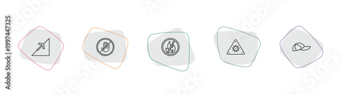 signs outline icon set. linear vector for ui, web and mobile. thin line slope, no touch, no fire allowed icons.