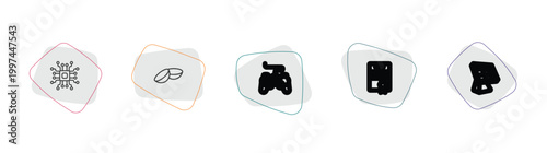 technology outline icon set. linear vector for ui, web and mobile. thin line elements, contact lens, gamepad with cable icons.