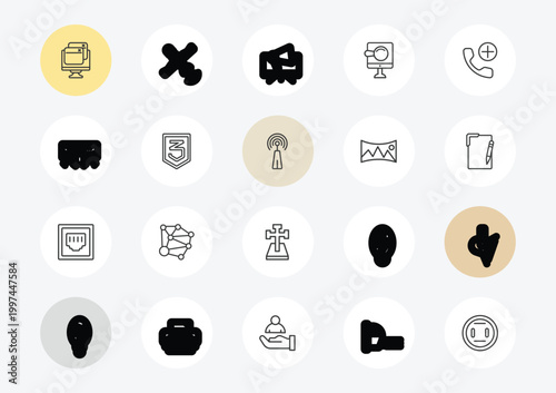 technology outline icon set. linear vector for ui, web and mobile. thin line virtual hine, air direction, telephone connector icons.