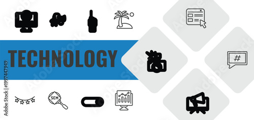 technology outline icon set. linear vector for ui, web and mobile. thin line world news, biomass, big walkie talkie icons.
