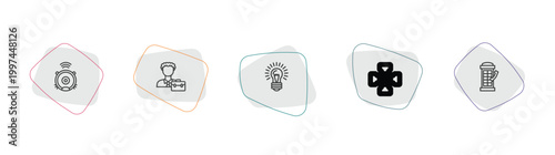 technology outline icon set. linear vector for ui, web and mobile. thin line robot vacuum, project manager, old light bulb icons.