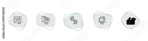 technology outline icon set. linear vector for ui, web and mobile. thin line content marketing, customize, devops icons.