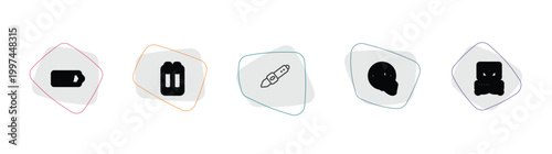technology outline icon set. linear vector for ui, web and mobile. thin line battery level, baterry, digital pen icons.