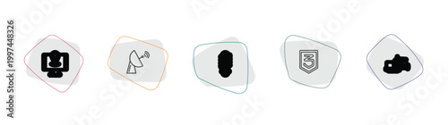 technology outline icon set. linear vector for ui, web and mobile. thin line holiday, satellite station, led lamp icons.