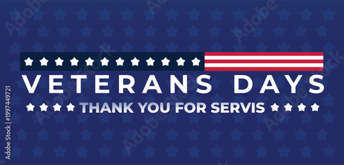 USA Veterans Day greeting cards set with United States national flag. Honoring all who served. United States national holiday vector illustration.