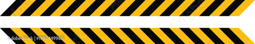 Yellow and black hazard warning stripe tape for construction safety. Industrial danger caution barrier lines for restricted area protection.