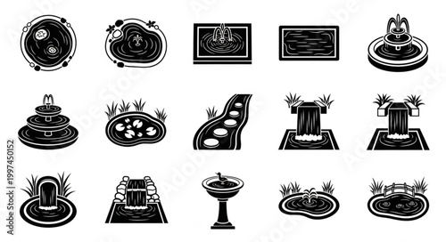 Collection of garden water features and fountains.