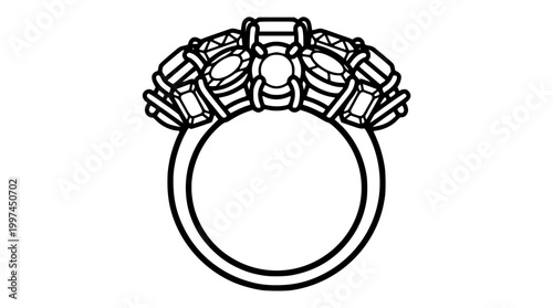 Luxury Three Stone Past Present Future Ring Vector