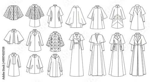 Variety of kimono clothing designs.