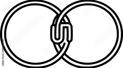 Interlocking Wedding Bands Unity Ring Vector Illustration