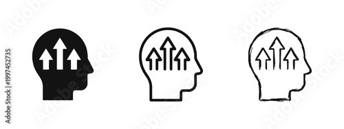 Human Mind Growth Icon Set - Brain Potential and Development Concept