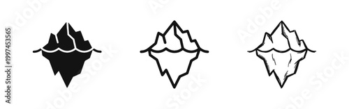 Iceberg with Hidden Depth Icon Set - Complexity and Hidden Issues Concept