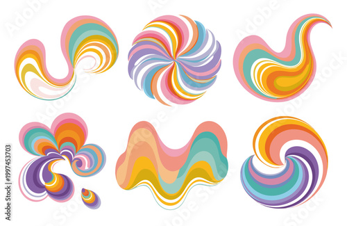 Abstract colorful wavy organic shapes illustration vector graphic design with pastel color palette and smooth curves