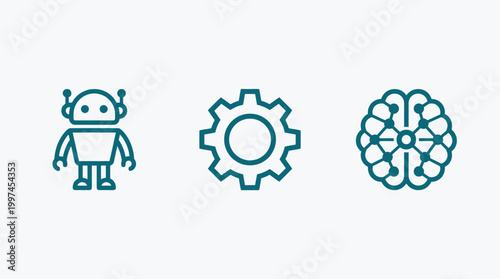 Robot gear and brain icons.