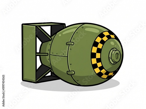 Cartoon atomic bomb on a white background