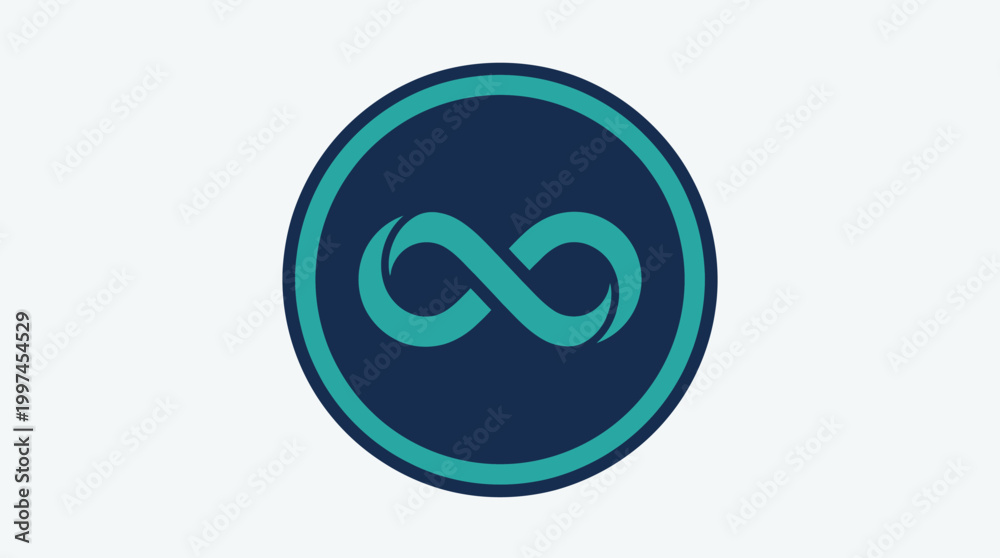 Fototapeta premium Abstract infinity symbol design in teal and navy blue, suitable for modern branding and graphics