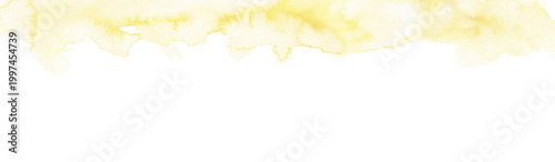 Soft Yellow Watercolor Wash – Top Edge Horizontal Banner Background with Copy Space