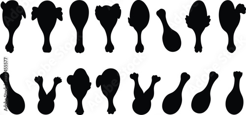 Vector Chicken Drumstick Icon Set Design for Fast Food Branding, Restaurant Menu, and Food Delivery Creative Projects