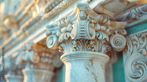Classical architecture elements with decorative columns.