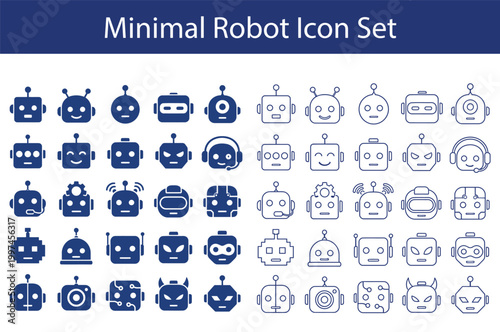 Minimal robot icon set