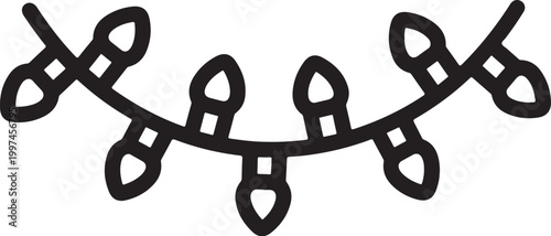 Christmas lights, string of bulbs, festive decoration, holiday icon