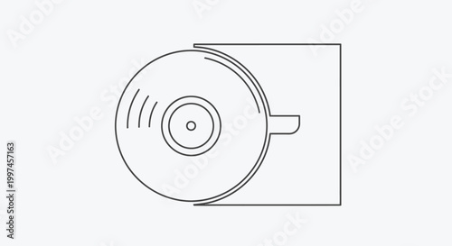 Vinyl Record Icon, Retro Music Player, Minimalist Design
