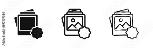 Photo Gallery with Quality Badge Icon Set