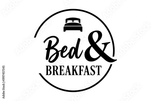 Bed and breakfast logo, vintage hospitality sign with calligraphy lettering