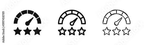 Performance Rating Gauge with Stars Icon Set