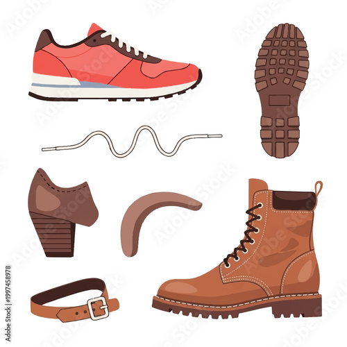 Brown leather work boot footwear details.