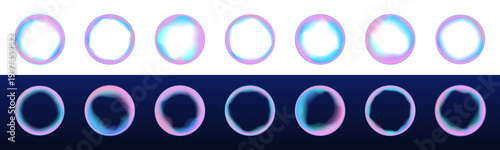 PNG. Neon circle frames pulse with bright energy glow. Motion lines create dynamic visual abstract flow. Perfect for UI kits and posters art.