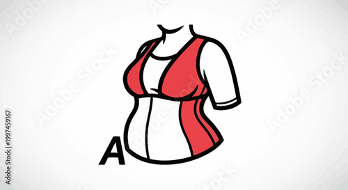 Stylish Red and White Corset Top Fashion Illustration.