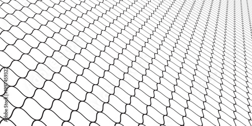 Wire mesh fence isolated on white background
