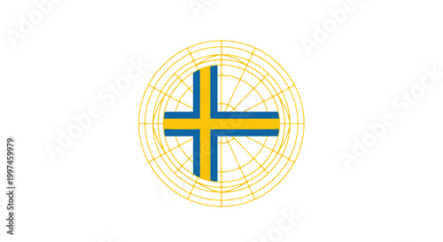 Nordic cross symbol in circle.