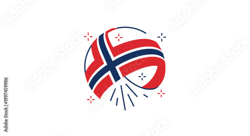Norway flag volleyball ball design.