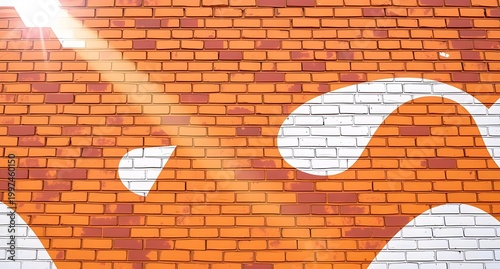 Bright Sunlight Reflection on Red Brick Wall with Artistic Colorful Bubbles, Urban Wall Art, Creative Street Decor, Vibrant Mural, Modern Graffiti, Eye-catching City Design, Artistic Expression