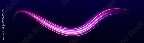 Cuadro en lienzo Bright motion streaks cut through dark space, blending futuristic transport themes with abstract glowing particles
