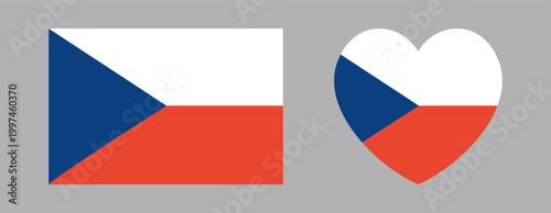 Free Download Flag of Czech Republic rectangle, heart icon, sticker. Set of National Czech Republic flag heart, rectangular button, badge. Czech flag banner, background. - GFXLoad