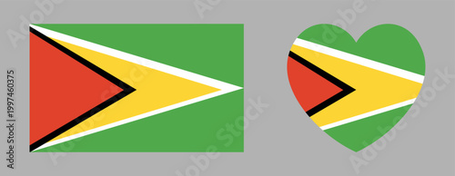 Free Download Flag of Guyana. Guyana heart, rectangle flag badge, sticker. Flag icon, background. Set of Heart, rectangular national Guyana flag button, banner. - GFXLoad
