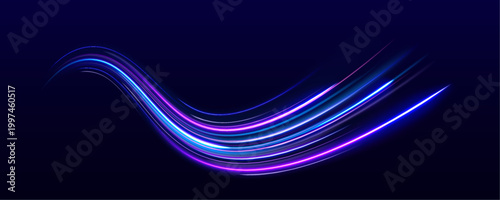 Εκτύπωση καμβά Abstract energy streams flow across the background, forming glowing motion curves with futuristic traffic effects