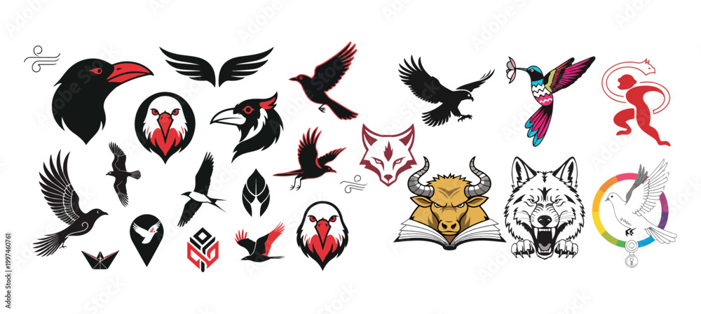 Obraz premium animal collection of logos. set of animal logos. Isolated on a white background