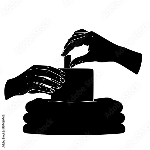Silhouette of Hands Casting a Vote into a Ballot Box