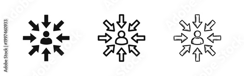 Target audience icon set with arrows pointing to person in center
