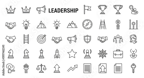 Leadership and Success - A Collection of Business and Achievement Icons.