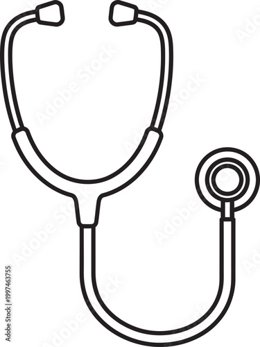 Minimalist stethoscope with coiled tubing and earpieces Vector